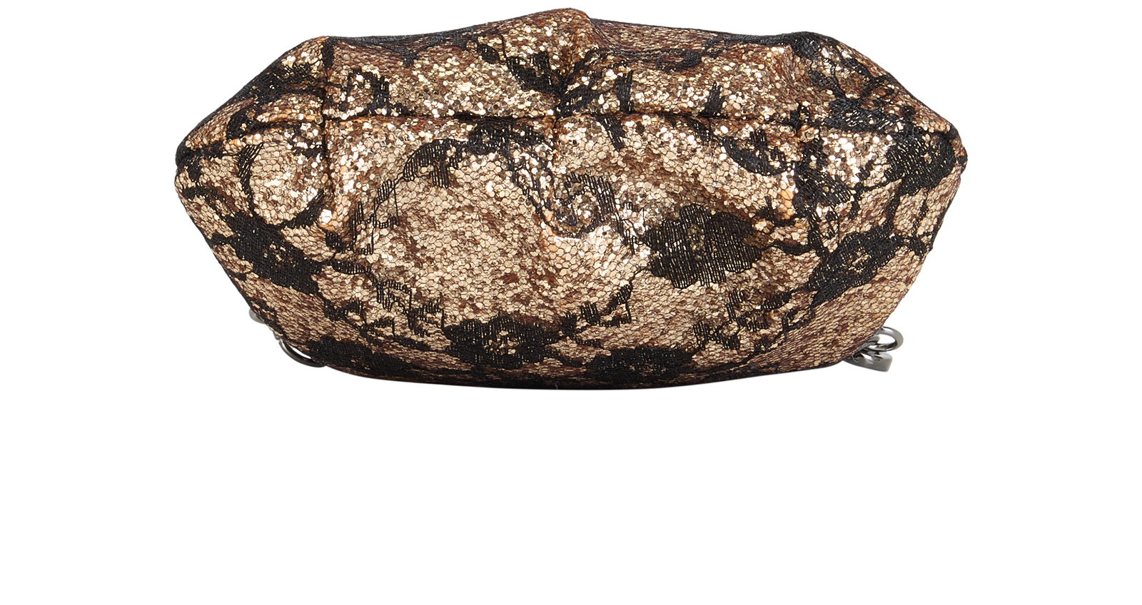 Mini Kiss Lock Glitter Clutch, &pound;95, Handbags, Black/Gold, Fabric, Top view